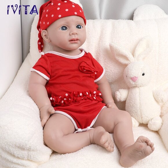 IVITA 20inch Full Silicone Reborn Baby Girl Handmade Silicone Doll Infant - Picture 4 of 12